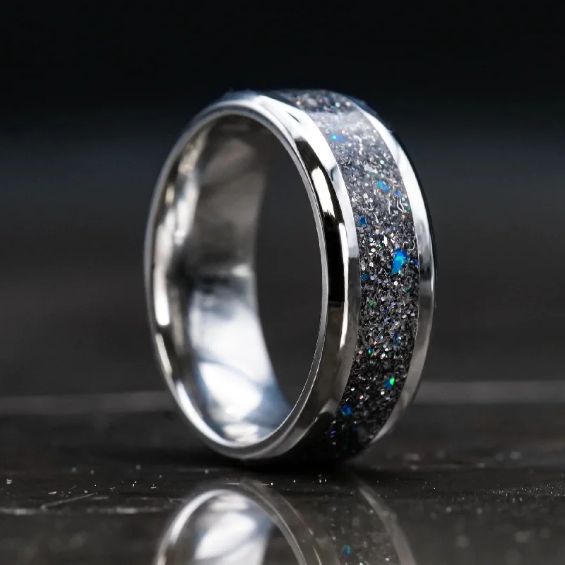 Deep obsidian ring-Radiant Star Dust™ Ring