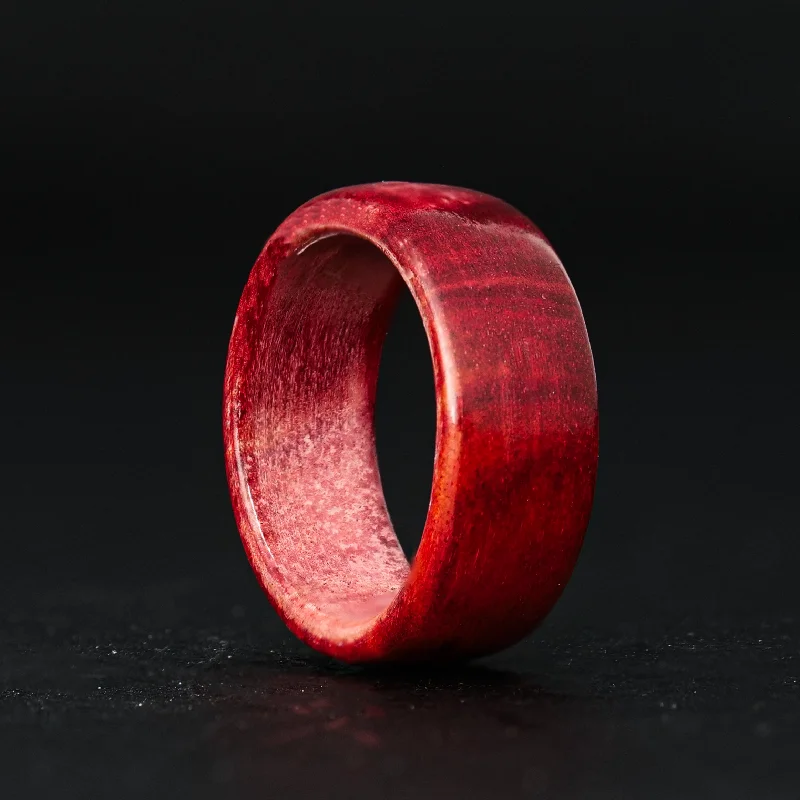 Grooved rim ring-Red Blood Wood Ring