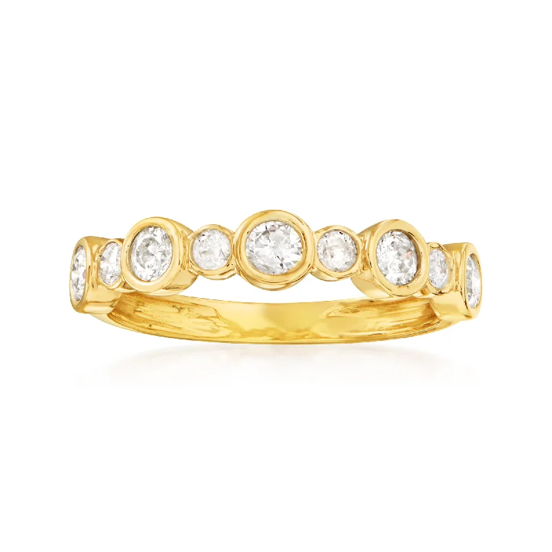 Assorted gem ring-Ross-Simons Bezel-Set Diamond Ring in 14kt Yellow Gold