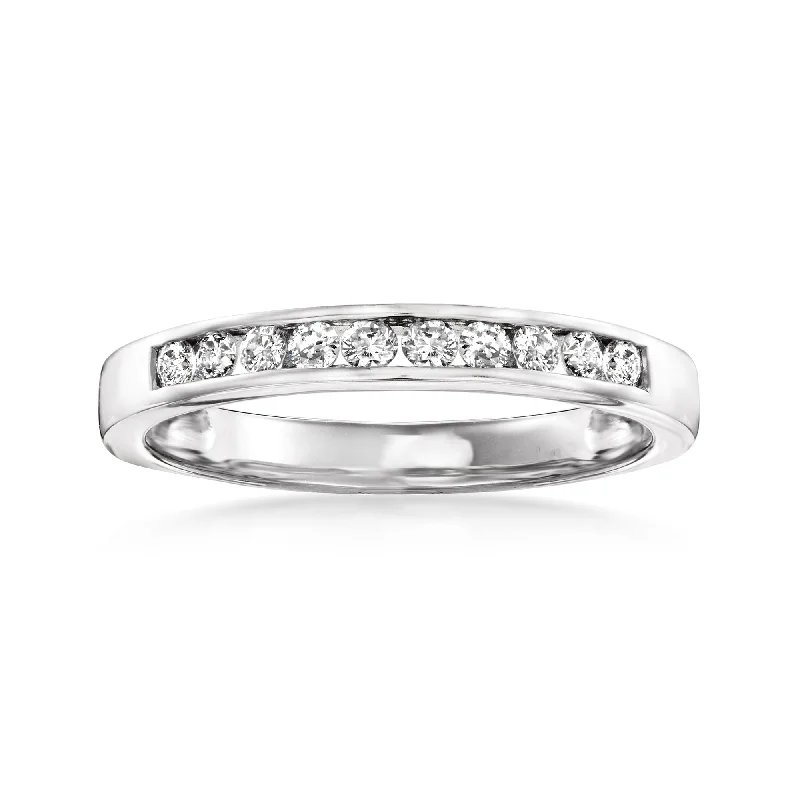 Light weave ring-Ross-Simons Channel-Set Diamond Wedding Band in 14kt White Gold