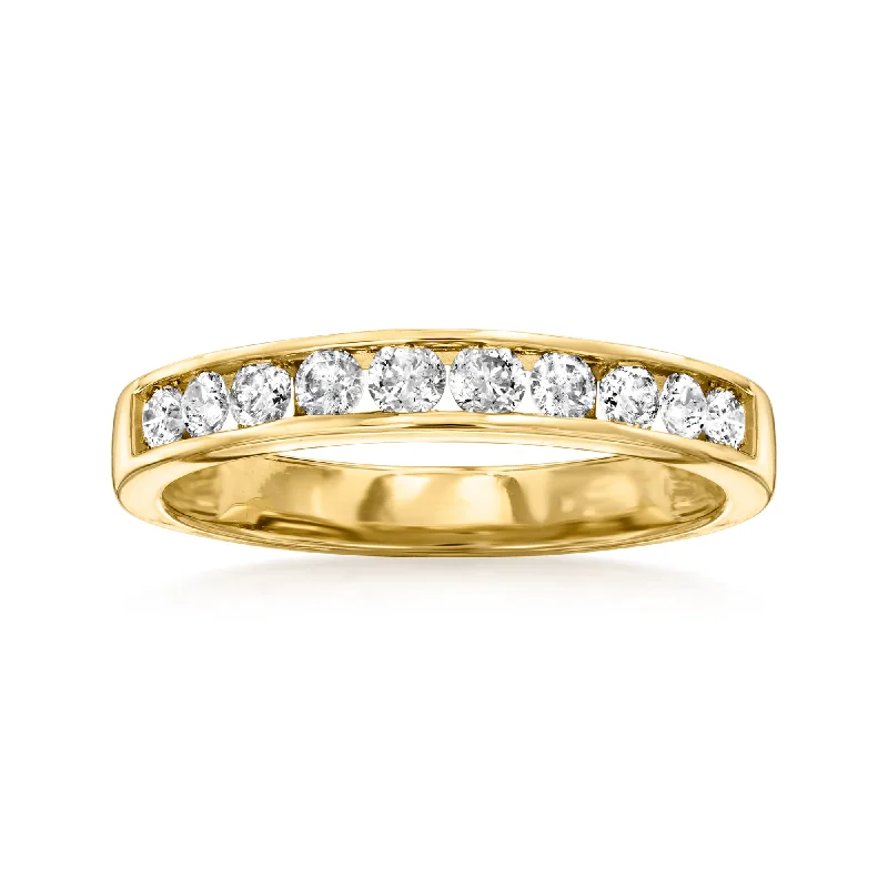 Linked knot ring-Ross-Simons Channel-Set Diamond Wedding Band in 14kt Yellow Gold