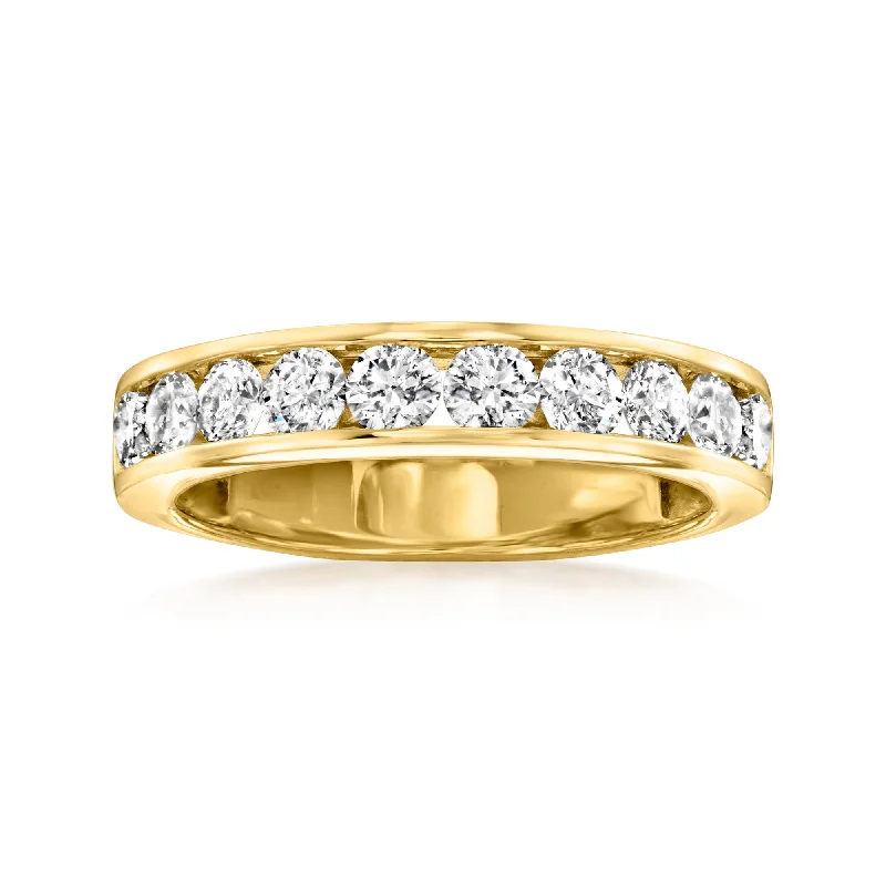 Stippled band ring-Ross-Simons Channel-Set Diamond Wedding Band in 14kt Yellow Gold