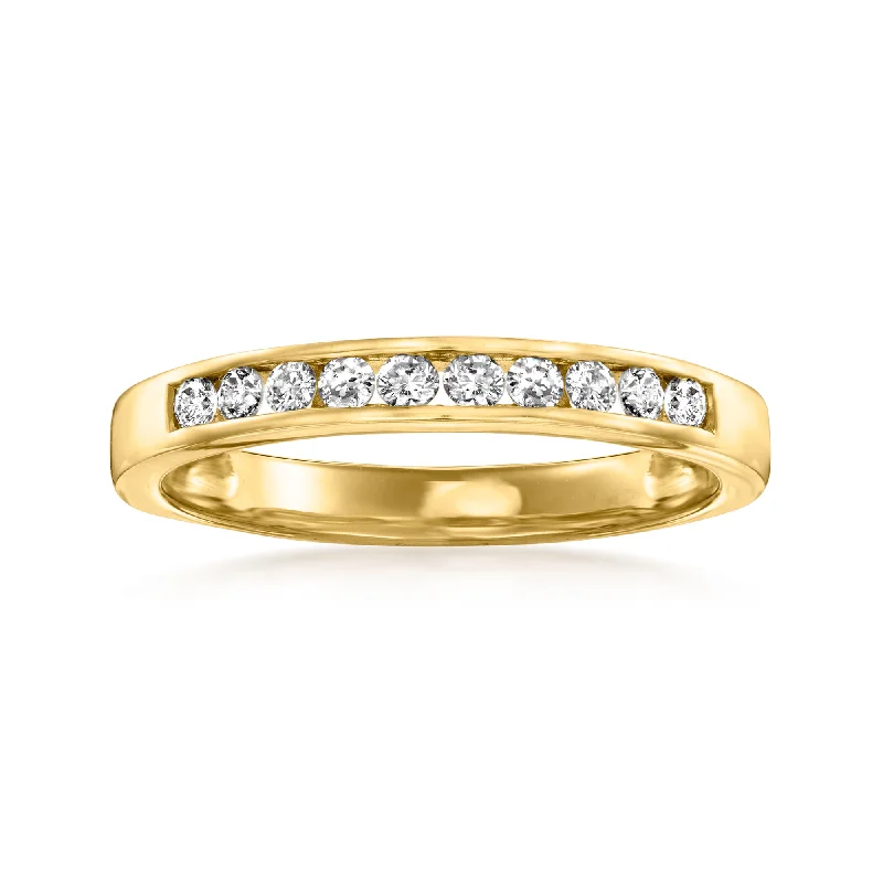 Hammered gold ring-Ross-Simons Channel-Set Diamond Wedding Band in 14kt Yellow Gold