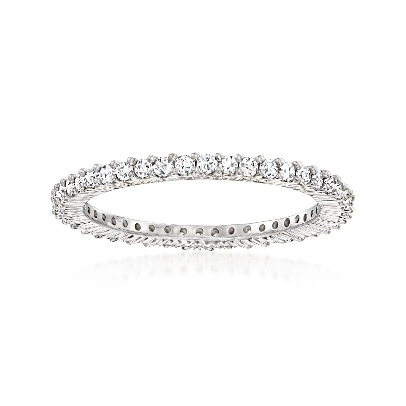 Folk grooved ring-Ross-Simons Diamond Eternity Band in 14kt White Gold