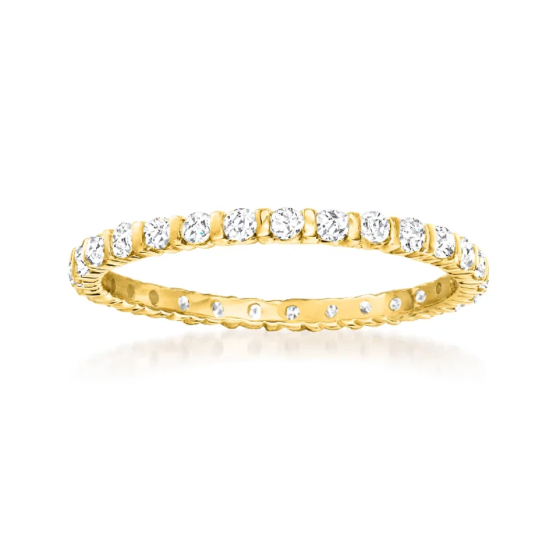 Domed cabochon ring-Ross-Simons Diamond Eternity Band With Spacers in 14kt Yellow Gold