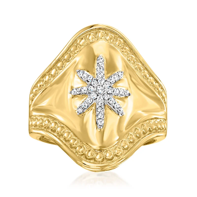 Buried ring-Ross-Simons Diamond Starburst Ring in 18kt Gold Over Sterling