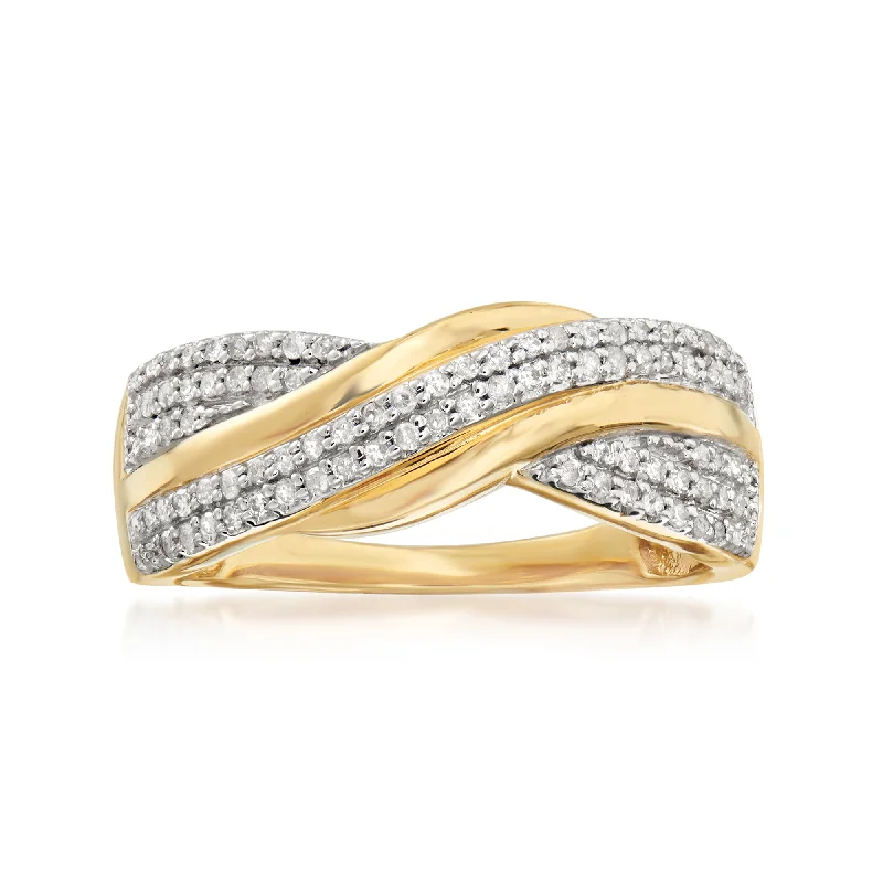 Folk grooved ring-Ross-Simons Diamond Twist Ring in 18kt Gold Over Sterling