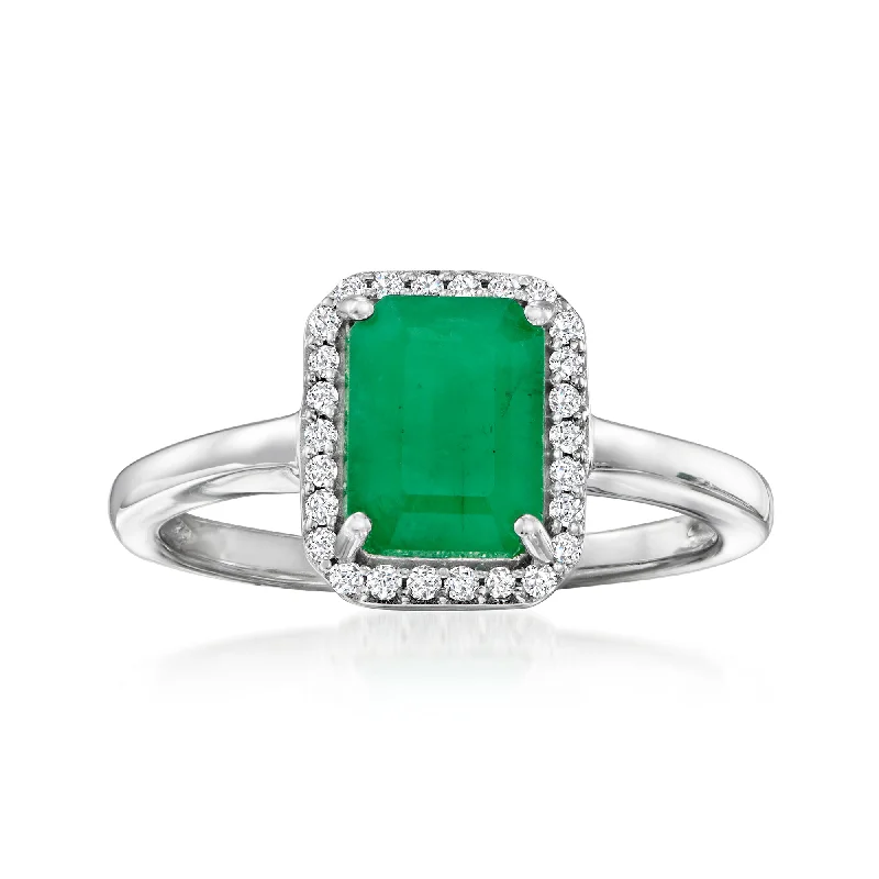 Retro amber ring-Ross-Simons Emerald and . Diamond Ring in 14kt White Gold