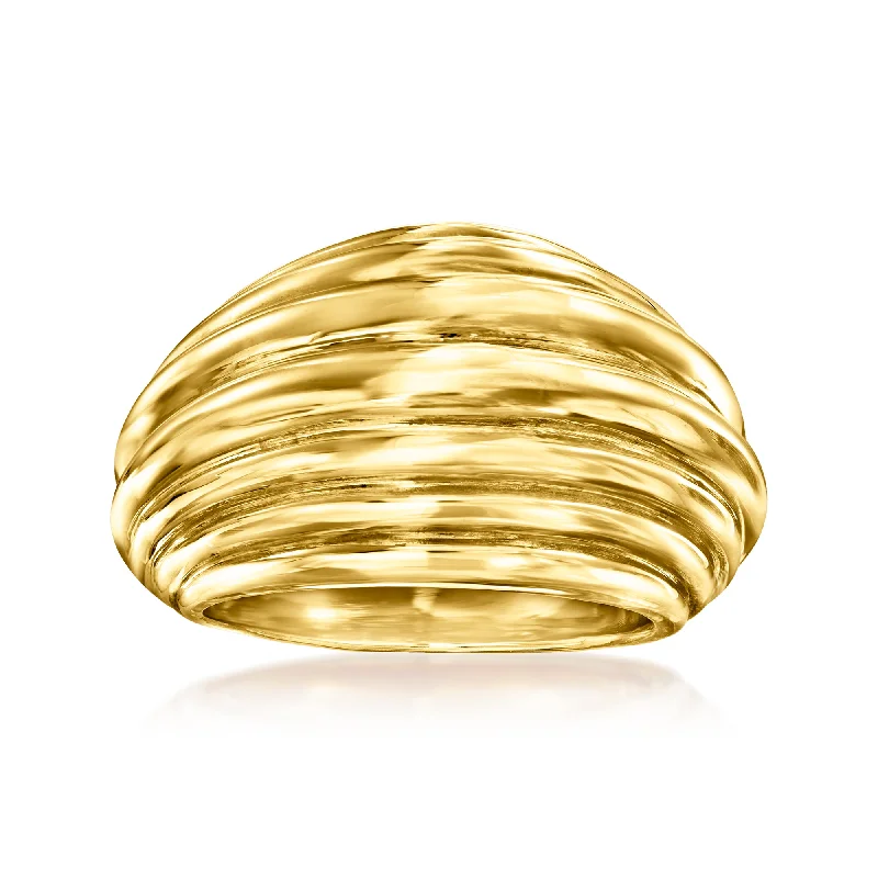 Open-horizon ring-Ross-Simons Italian 14kt Yellow Gold Fluted Ring