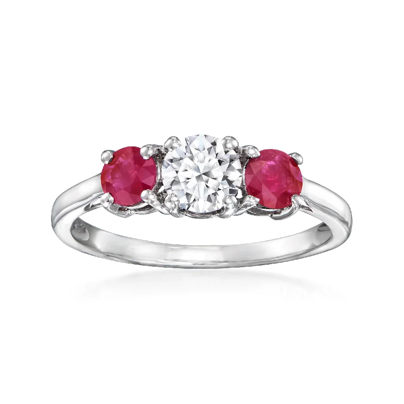 Prism crystal ring-Ross-Simons Lab-Grown Diamond Ring With . Rubies in 14kt White Gold