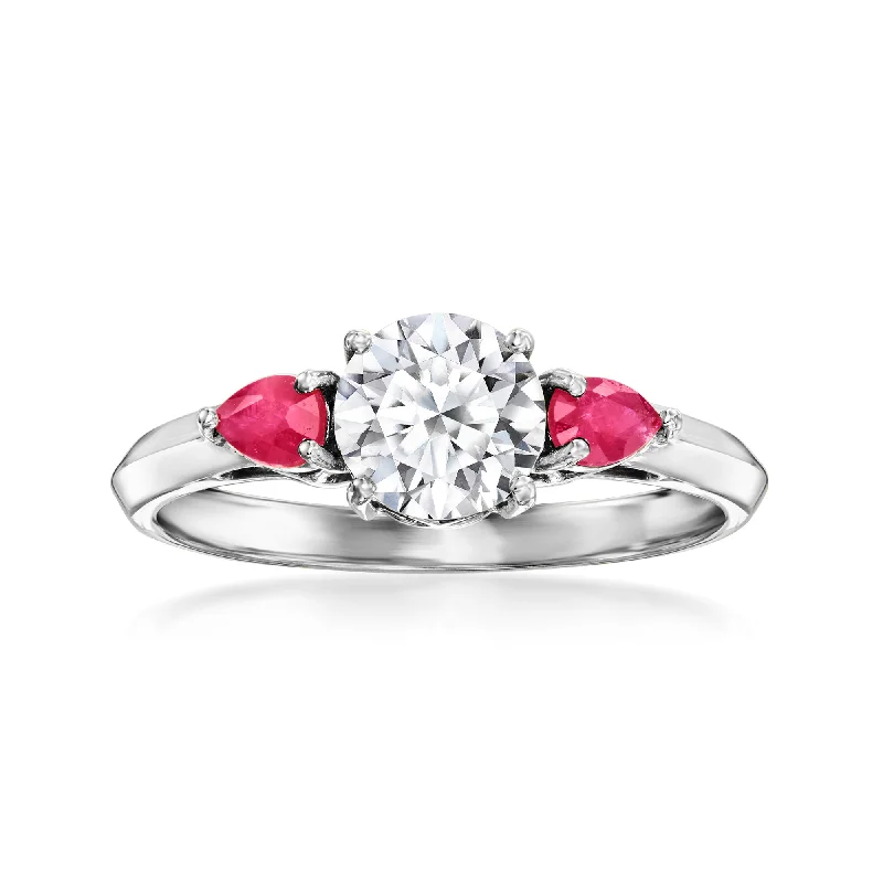 Retro-style opal ring-Ross-Simons Lab-Grown Diamond Ring With . Rubies in 14kt White Gold