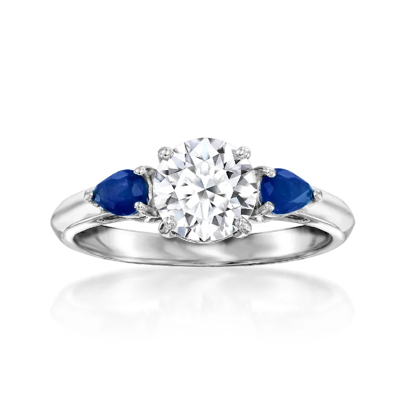 Natural sapphire ring-Ross-Simons Lab-Grown Diamond Ring With . Sapphires in 14kt White Gold