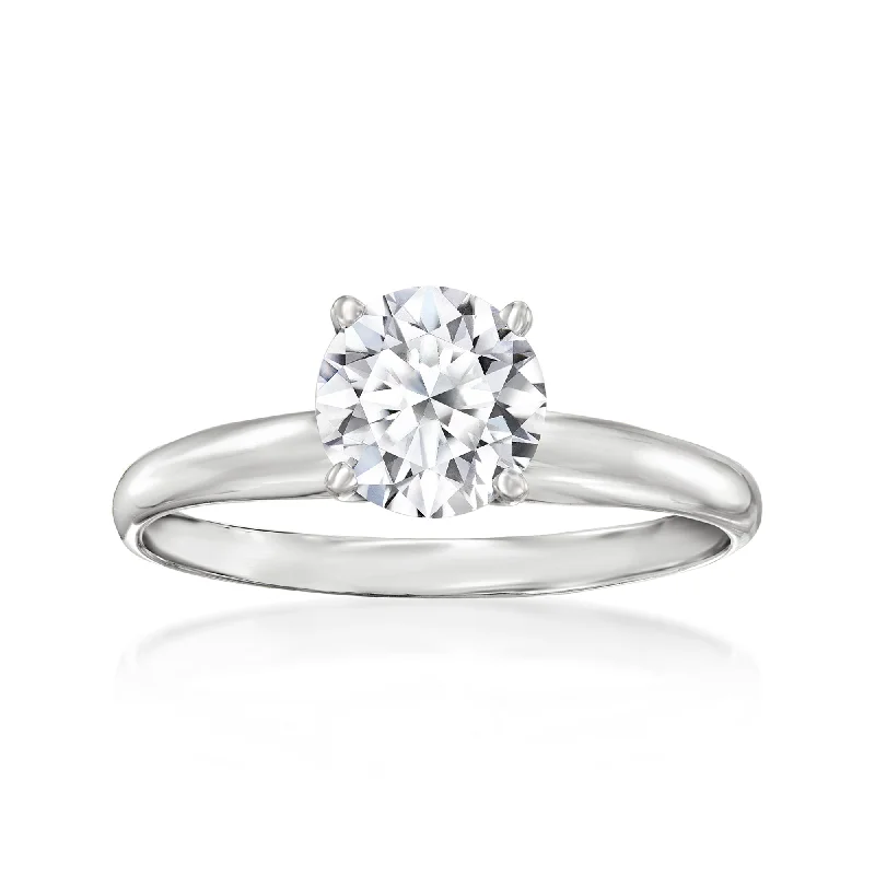 Curving band ring-Ross-Simons Lab-Grown Diamond Solitaire Ring in 14kt White Gold