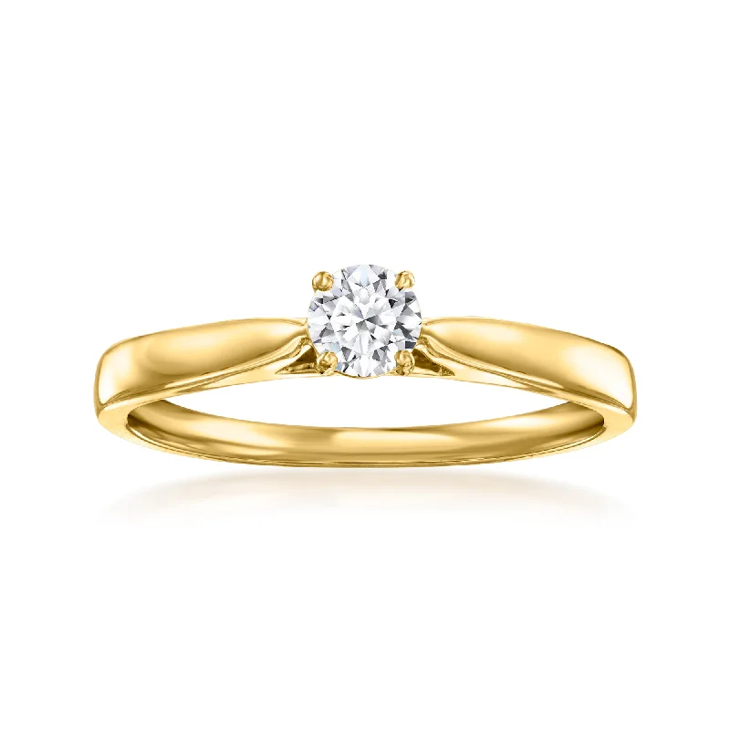 Fine-level ring-Ross-Simons Lab-Grown Diamond Solitaire Ring in 18kt Gold Over Sterling