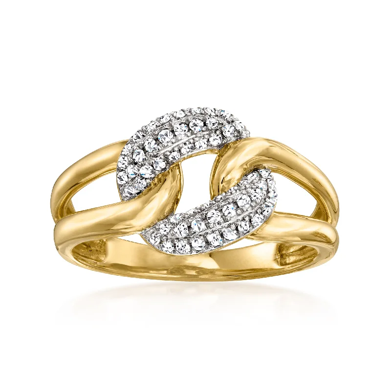 Pulse-wave ring-Ross-Simons Pave Diamond Curb-Link Ring in 18kt Yellow Gold