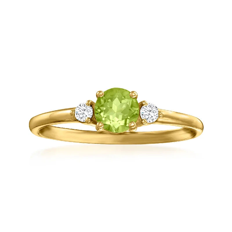 Swept gem ring-Ross-Simons Peridot and . Diamond Ring in 14kt Yellow Gold