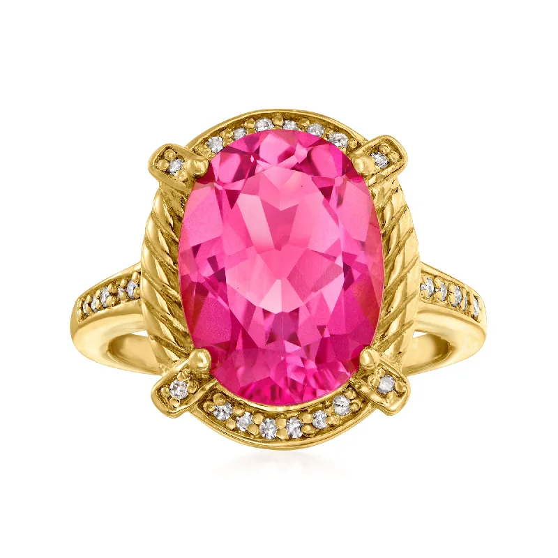 Stout shank ring-Ross-Simons Pink Topaz and . White Topaz Ring Ring in 18kt Gold Over Sterling