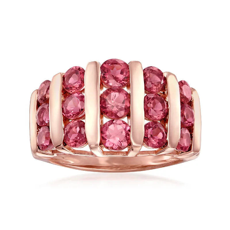 Hammered gold ring-Ross-Simons Pink Tourmaline Ring in 18kt Rose Gold Over Sterling