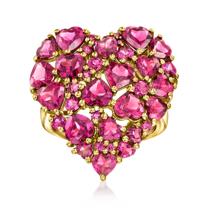 Raised-tier ring-Ross-Simons Rhodolite Garnet Heart Ring in 18kt Gold Over Sterling