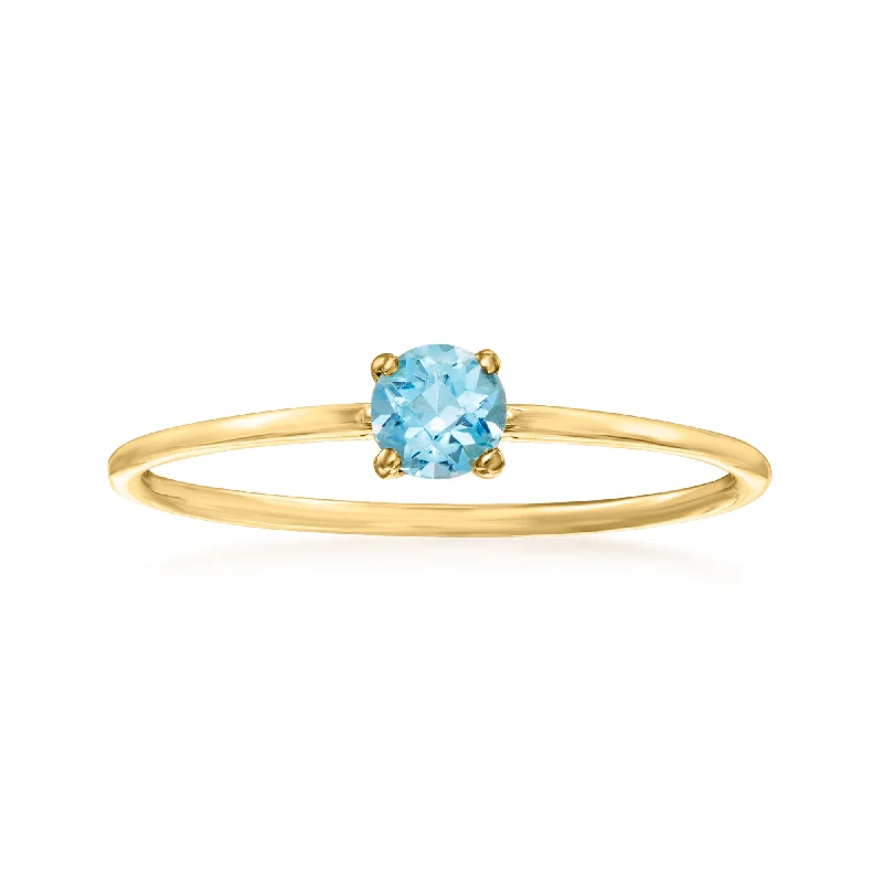 Shiny nickel ring-Ross-Simons Swiss Blue Topaz Ring in 14kt Yellow Gold.