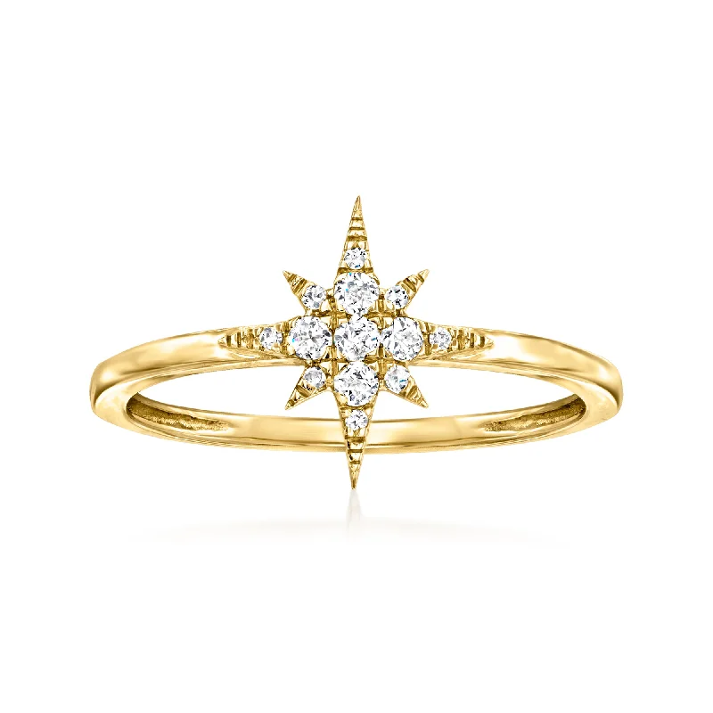 Broad-level ring-RS Pure by Ross-Simons Diamond North Star Ring in 14kt Yellow Gold