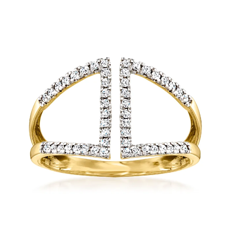 Dimpled ring-RS Pure by Ross-Simons Diamond Open-Space Geometric Ring in 14kt Yellow Gold