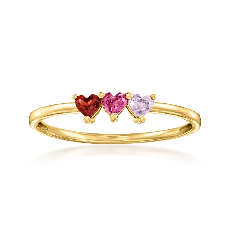 Vivid topaz ring-RS Pure by Ross-Simons Multi-Gemstone Heart Ring in 14kt Yellow Gold