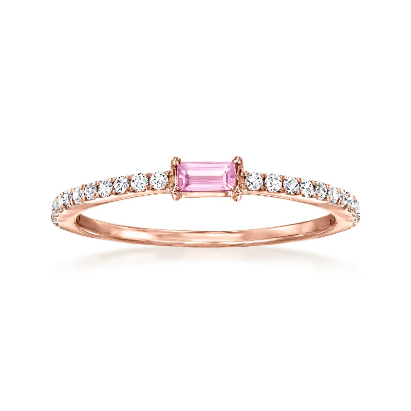 Subtle arc ring-RS Pure by Ross-Simons Pink Sapphire and . Diamond Ring in 14kt Rose Gold