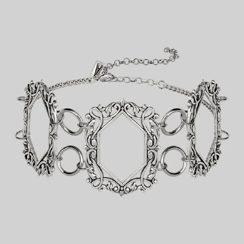 Glowing minimalist necklace-SANSA. Vampesque Gothic Caged Choker - Silver