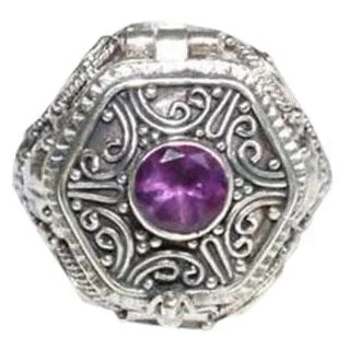 Ruffled rim ring-'Secret Flame' Amethyst Solitaire Ring (Indonesia)