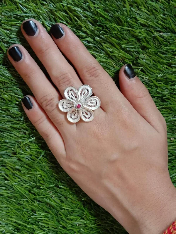 Light weave ring-Stone Floral Ring