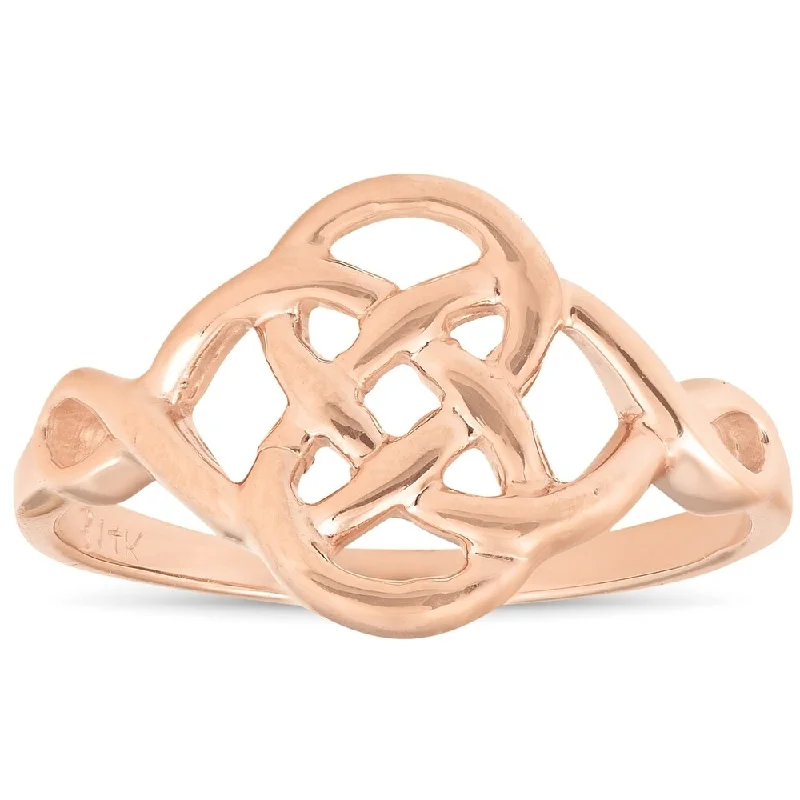 Rough-hewn stone ring-Solid 14k Rose Gold Celtic Handmade Womens Ring