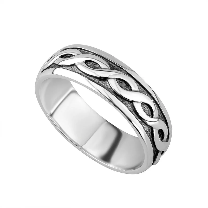 Satin gold ring-Gents Silver Celtic Ring