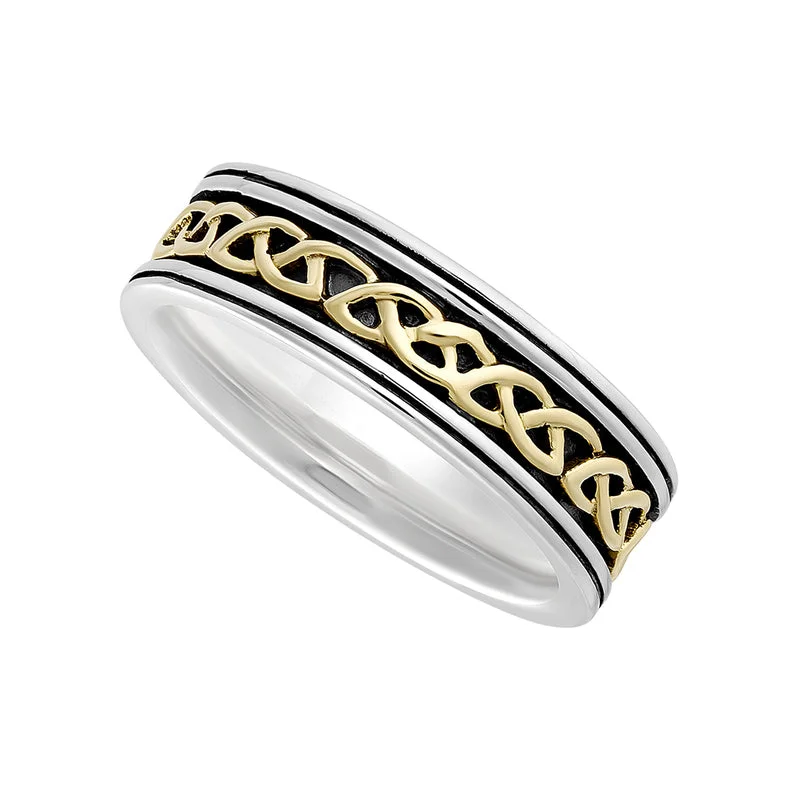 Icy topaz ring-Ladies Celtic Silver Gold Band