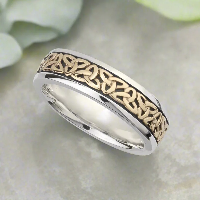 Rounded stone ring-Ladies Silver & Gold Trinity Knot Ring