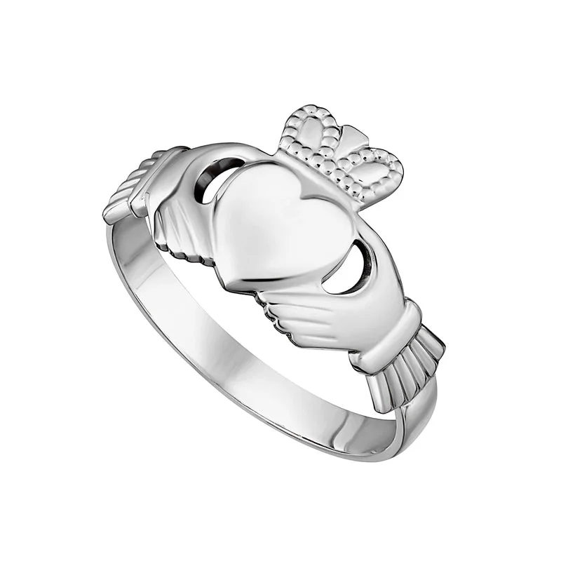 Classic ruby ring-Ladies Sterling Silver Claddagh Ring