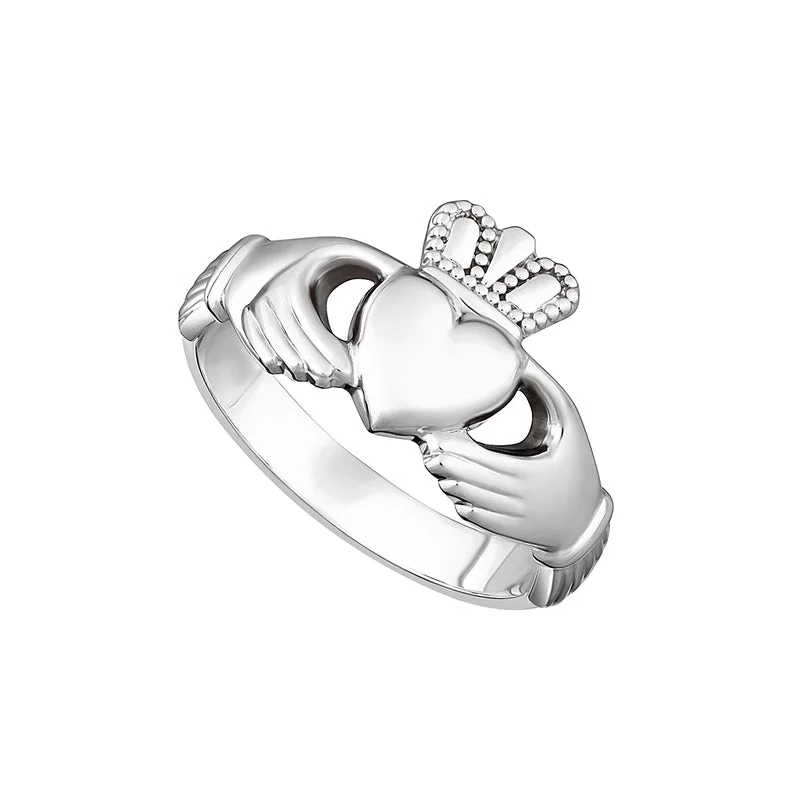 Dewdrop gem ring-Sterling Silver Heavy Maids Claddagh Ring