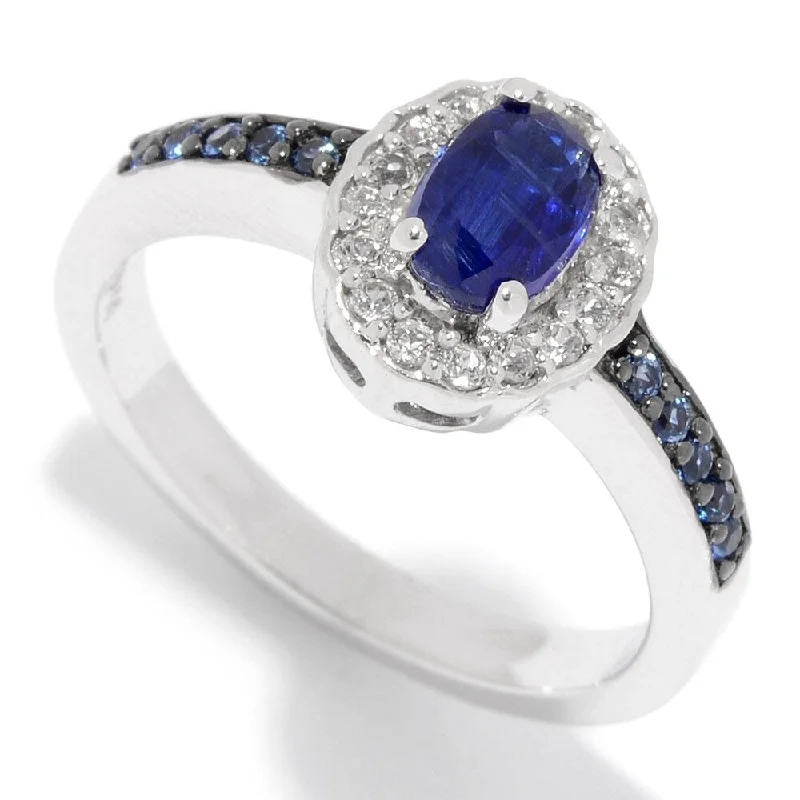 Crafted silver ring-Sterling Silver 1.01ctw Kyanite, White Topaz & Sapphire Ring