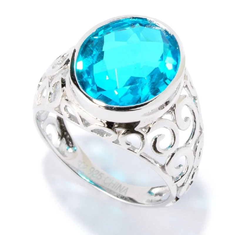 Raised-tier ring-Sterling Silver 4.63Ctw Paraiba Doublet Cocktail Ring