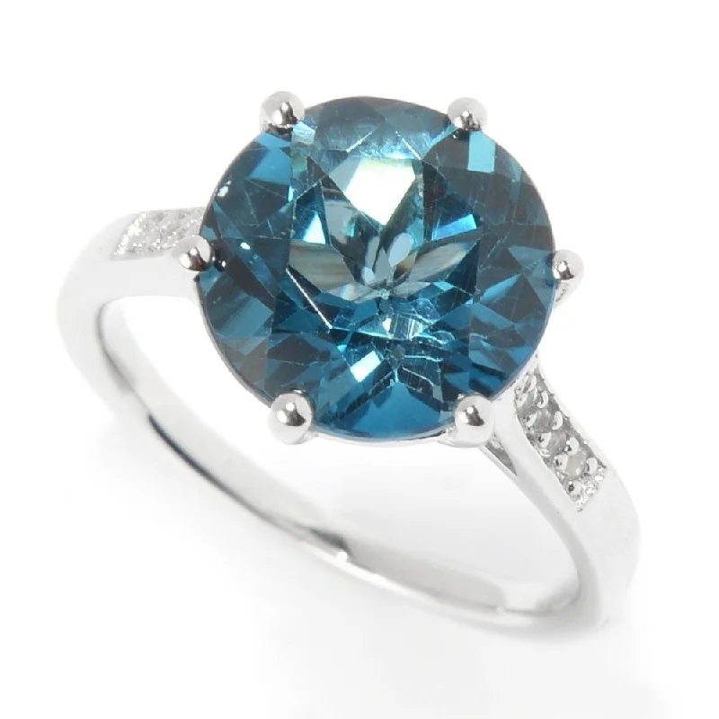 Engraved initial ring-Sterling Silver 5.19ctw London Blue Topaz & White Topaz Ring