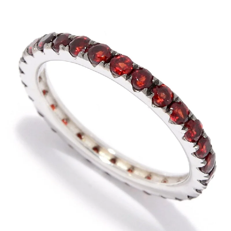 Clasped gem ring-Sterling Silver Garnet Band Ring