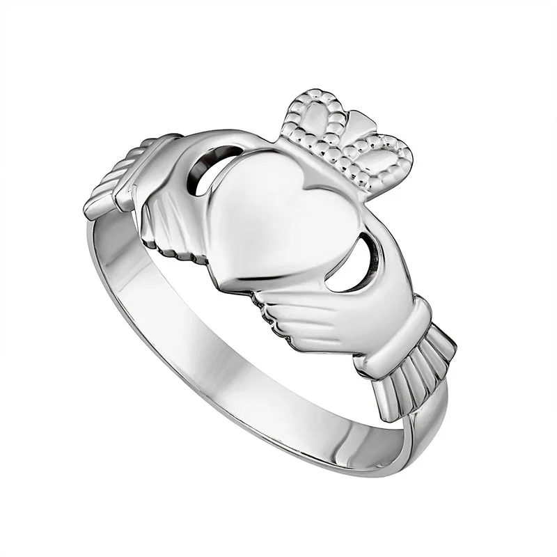 Crafted gold ring-Gents Sterling Silver Claddagh Ring