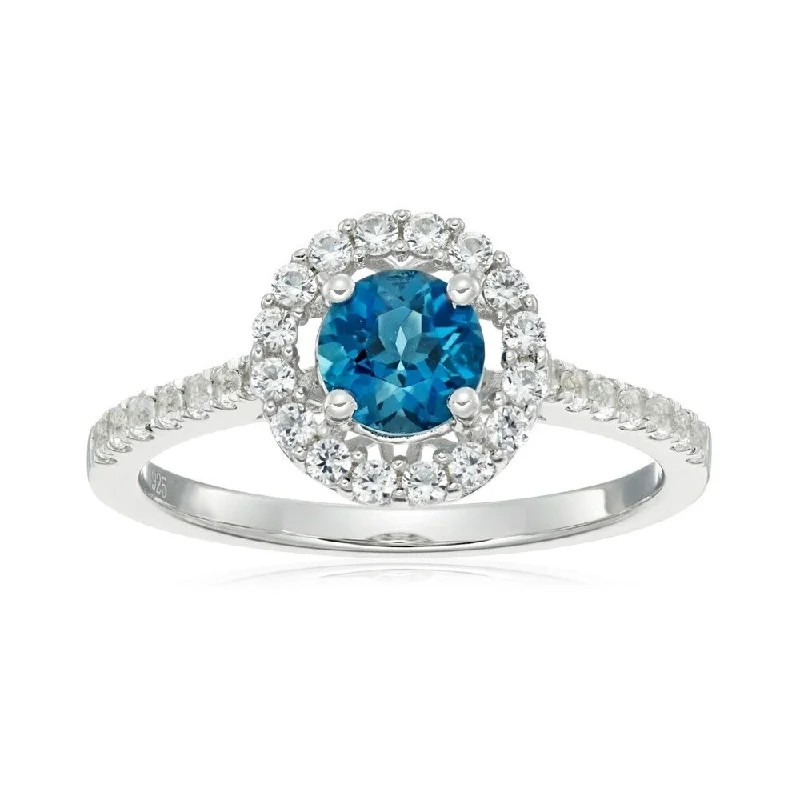 Sparkling gem ring-Sterling Silver London Blue Topaz & White Sapphire Solitaire Ring