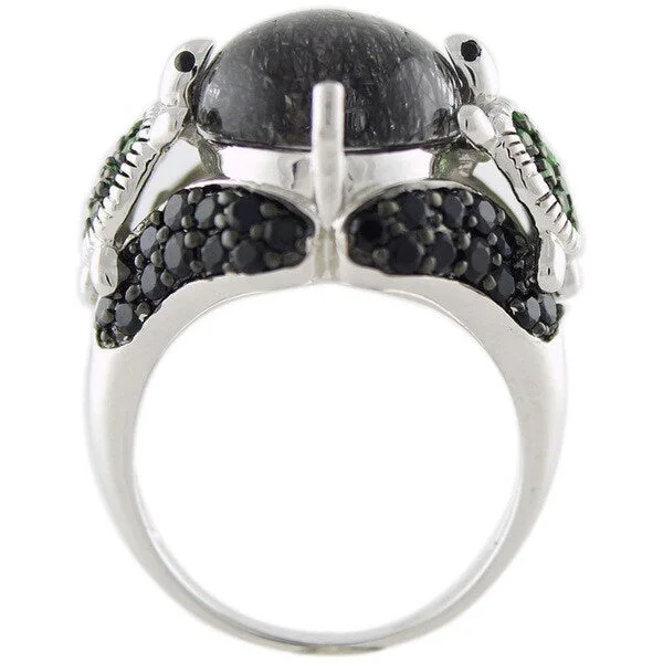 Classic emerald ring-Sterling Silver Multi-gemstone Turtle Ring