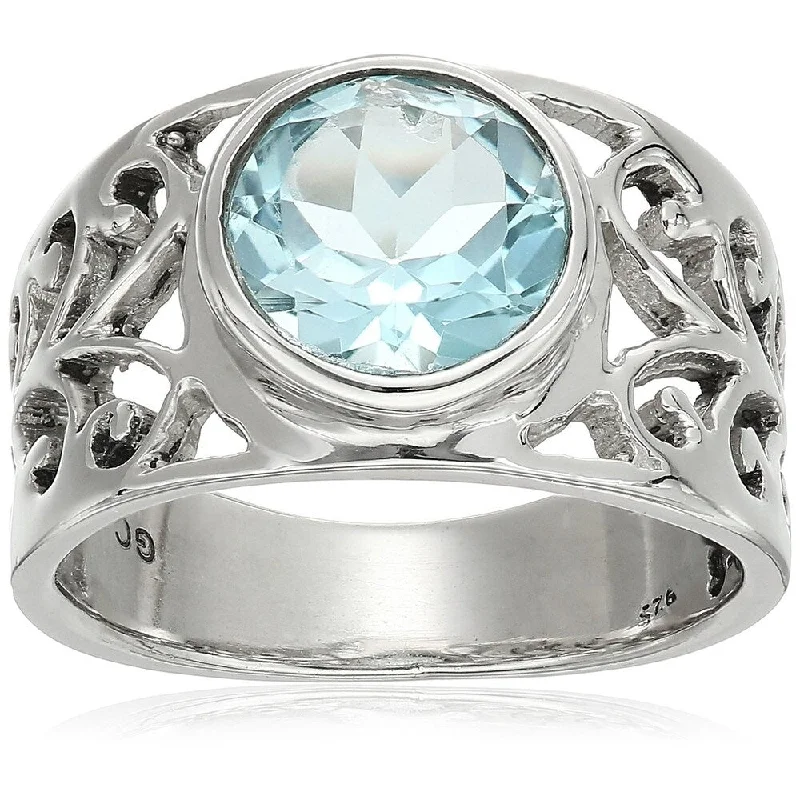 Satin titanium ring-Sterling Silver Sky Blue Topaz Solitaire Ring, Size 7