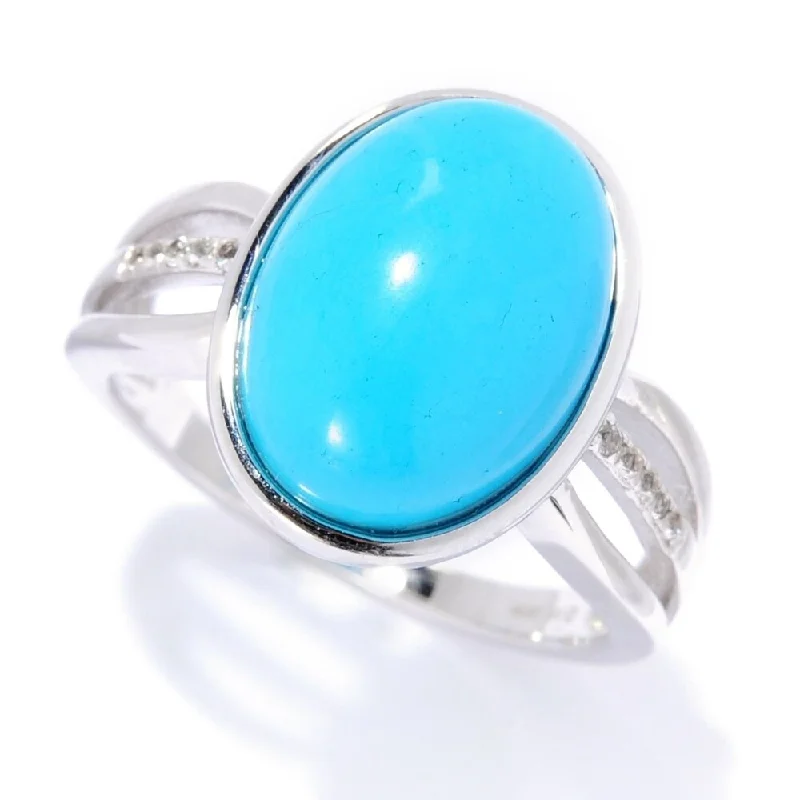 Prism crystal ring-Sterling Silver Sonora Beauty Turquoise & White Topaz Ring