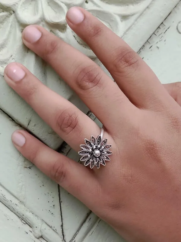 Floating diamond ring-Sunflower Ring