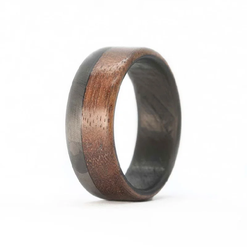 Fused-ring band-The Craftsman-Walnut Wood Men's Ring with Carbon Sleeve