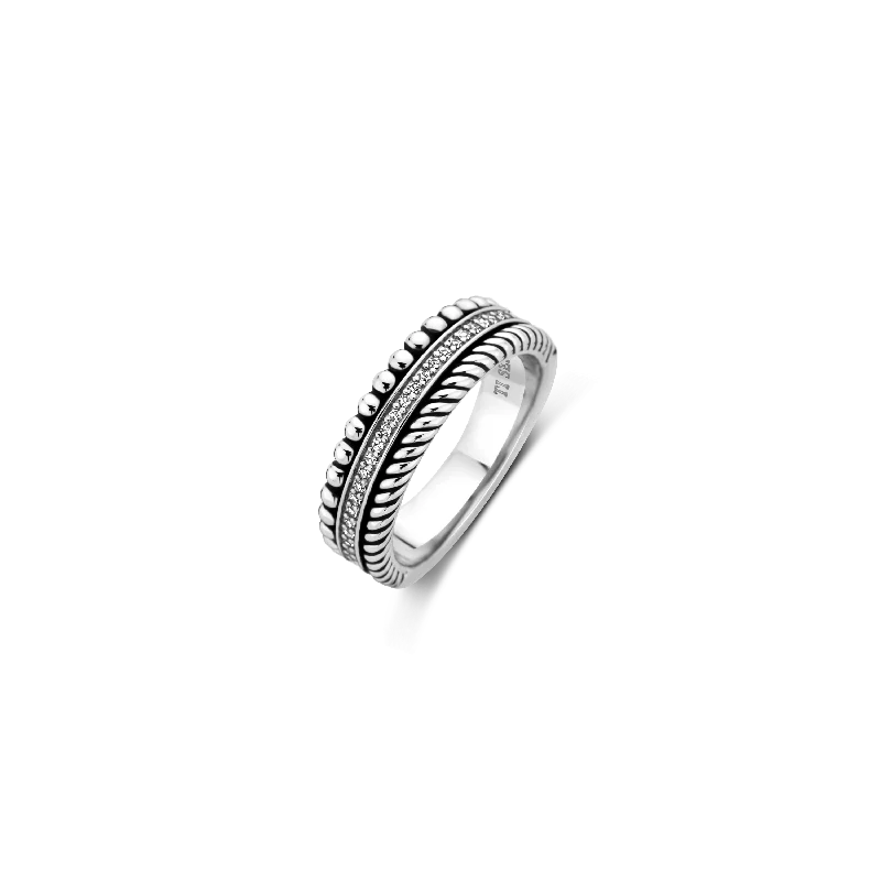 Shimmering platinum ring-TI SENTO Ring 12342ZI