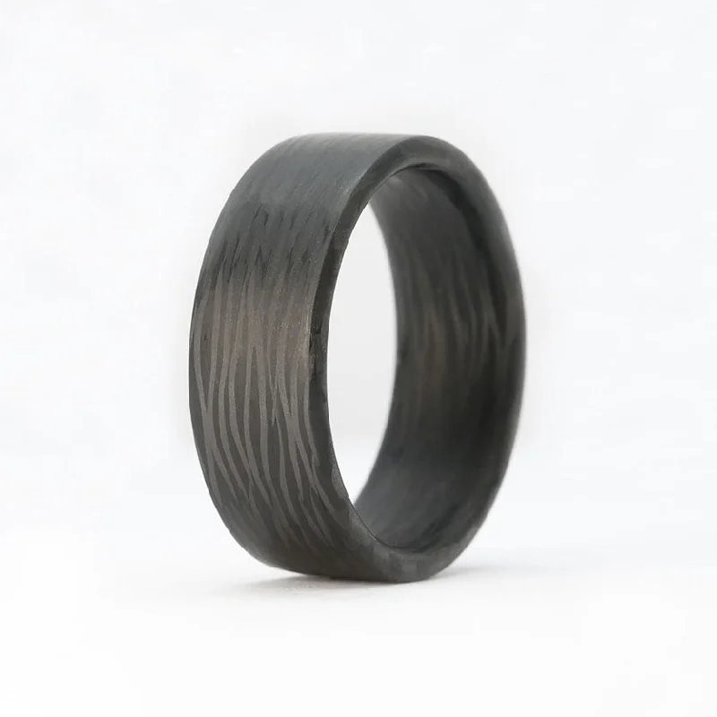 Floating diamond ring-The Wave-Men's Carbon Fiber Wedding Band